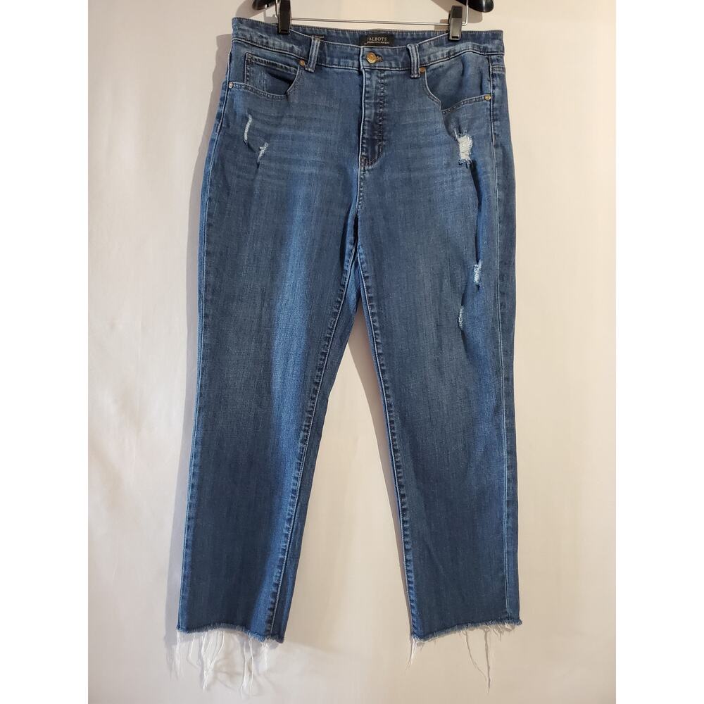 Talbots Flawless Five Pocket Slim Straight High Waist Crop Denim Jeans Womens 12